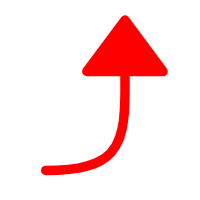 先が三角のカーブの矢印【編集可能なフリー素材】